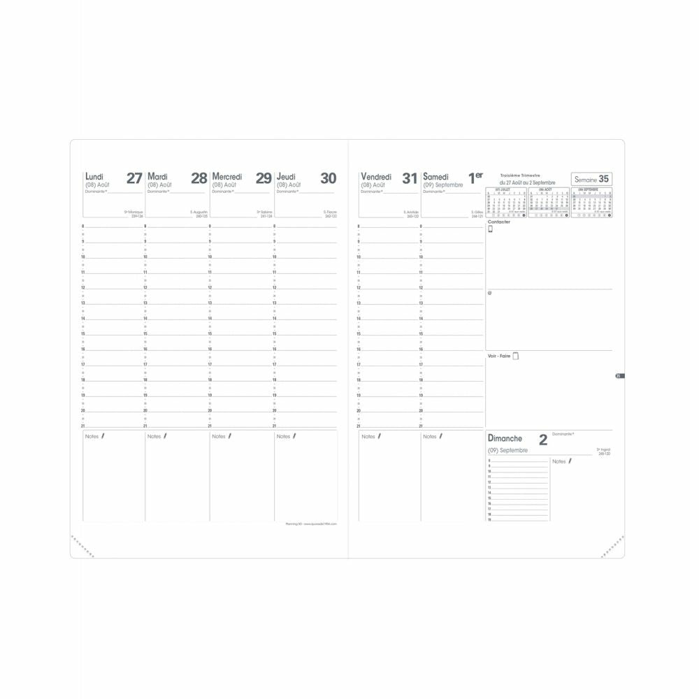Quo Vadis Planning SD 282004Q – Kalendereinlage 2026/27, 1 Woche/2 Seiten, 18 × 24 cm, Französisch