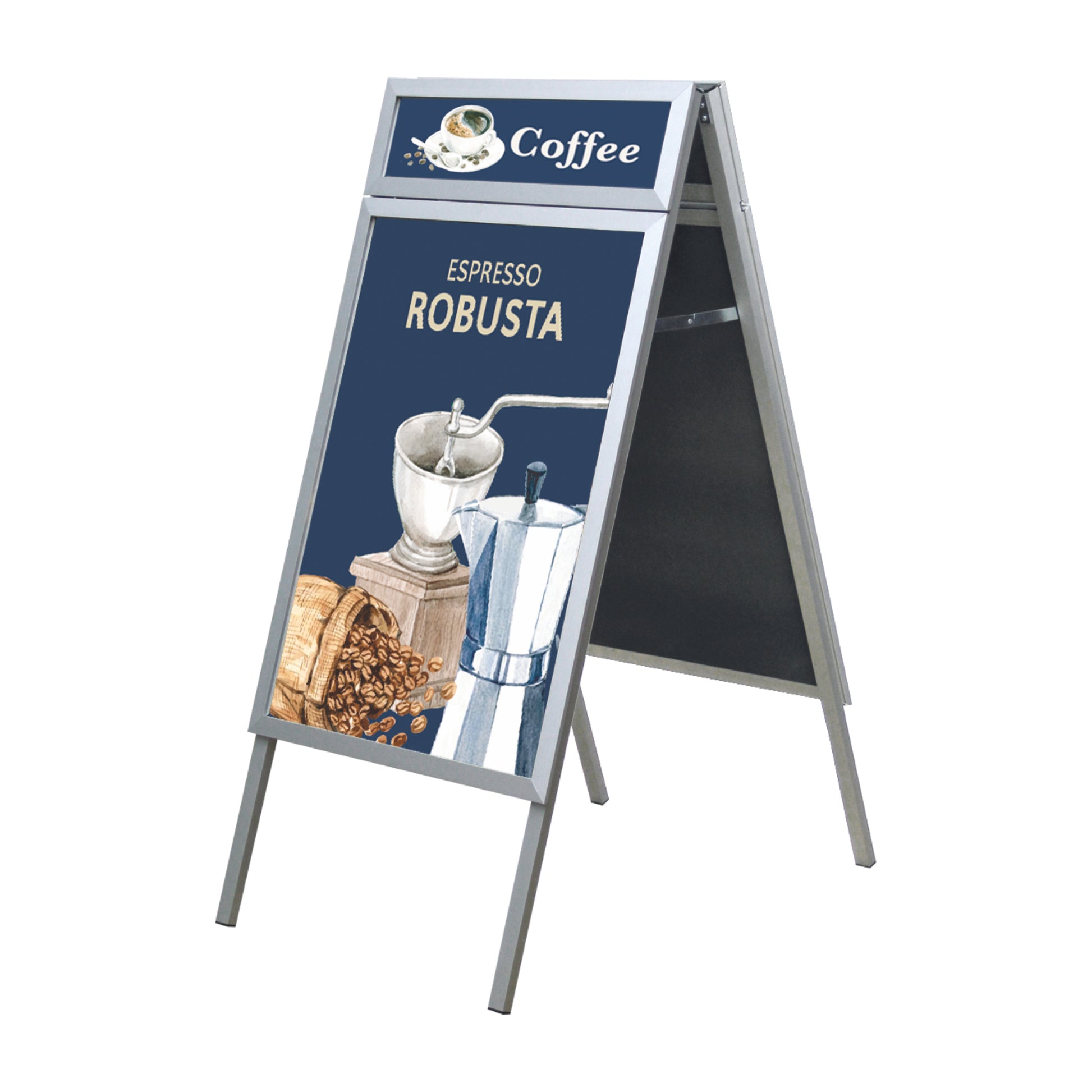 Europel Plakatständer – für A1 hoch, silber, Aluminium, 660×100×1220 mm