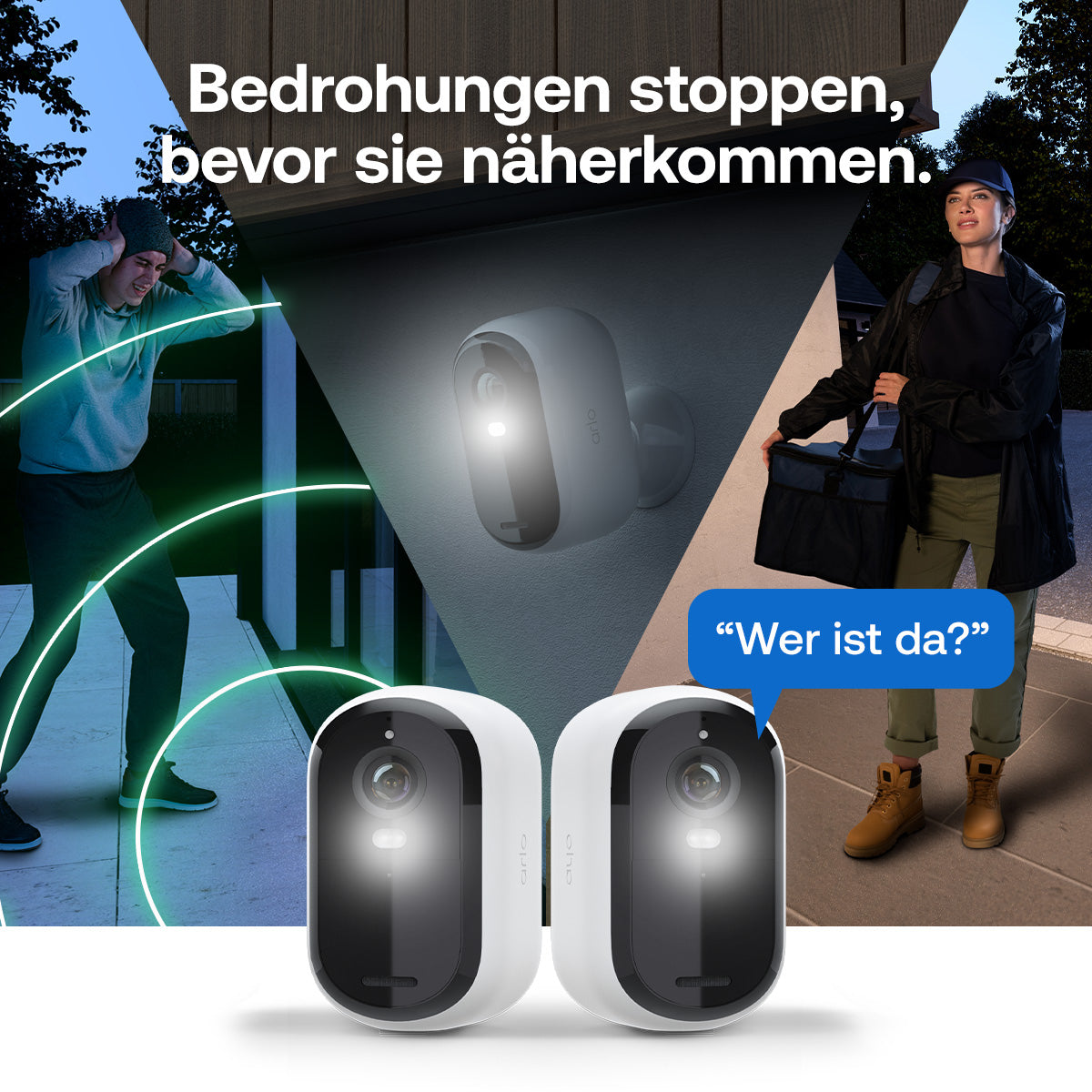 Arlo VMK2380 Essential3 IP-Kamera – 2 MP, Full HD, IP65, Solar, Weiss, 3er-Pack