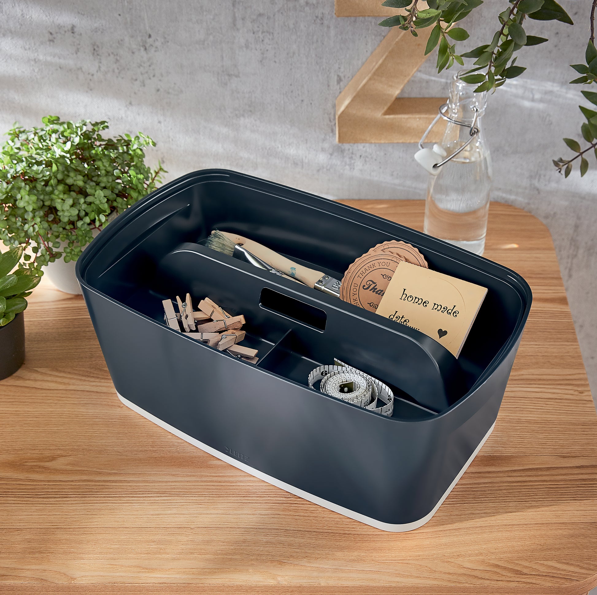 Leitz MyBox Cosy Aufbewahrungsbox – 5 l, für A5, grau, Polystyrol (PS), B 318 × H 128 × T 191 mm
