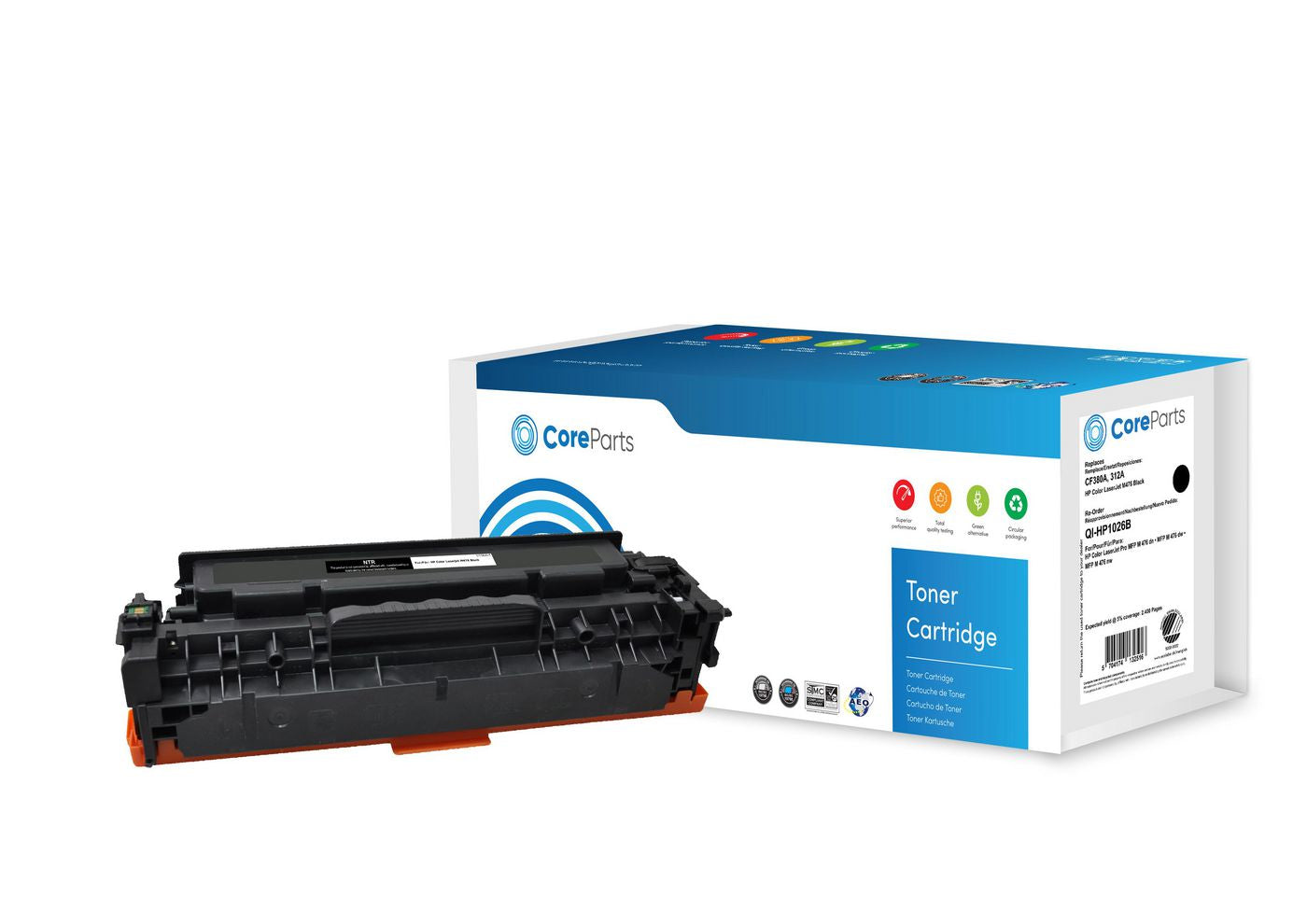 CoreParts 312A (CF380A) Schwarzer Toner – Kompatibel – 2'400 Seiten – für HP LaserJet M476 (312A)