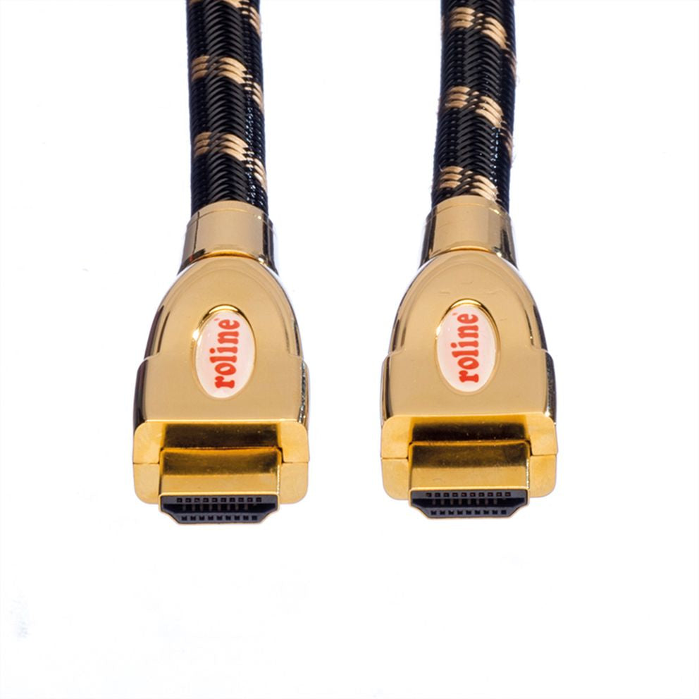 ROLINE HDMI Kabel HDMI 2.0 4K 60 Hz – 1 m – ARC, Ethernet – Schwarz/Gold