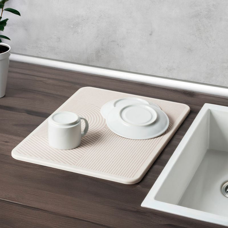 Wenko – Abtropfmatte 40 × 30 × 0,9 cm, Silikon, Beige