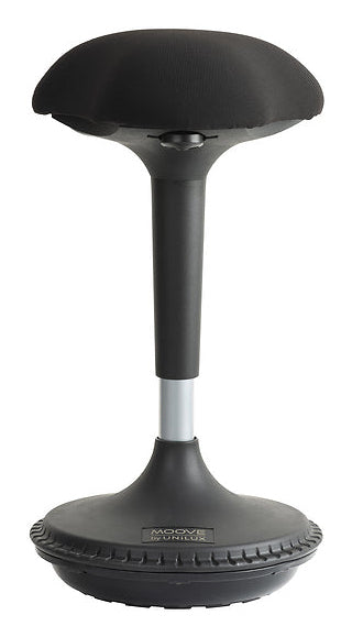 Unilux MOOVE Stehhocker – Stoff – Schwarz, schwenkbar, 63–89 cm, bis 150 kg