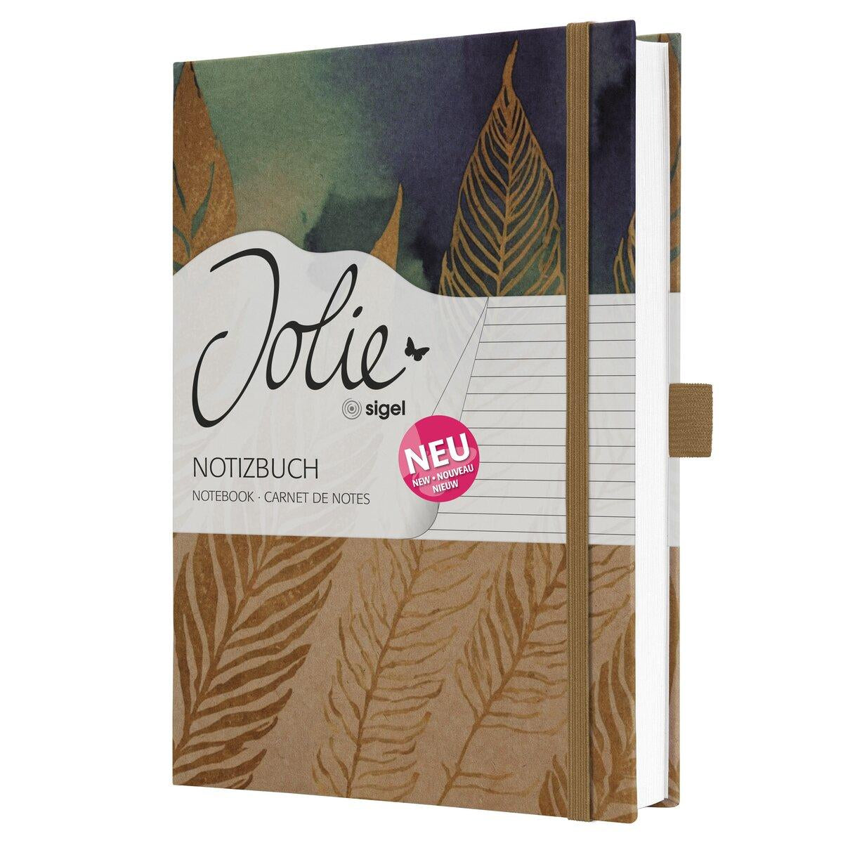 Jolie Notizbuch – A5 – liniert – 96 Blatt – 100 g/m² – Hardcover, Gummiband, Stiftschlaufe – mehrfarbig – FSC