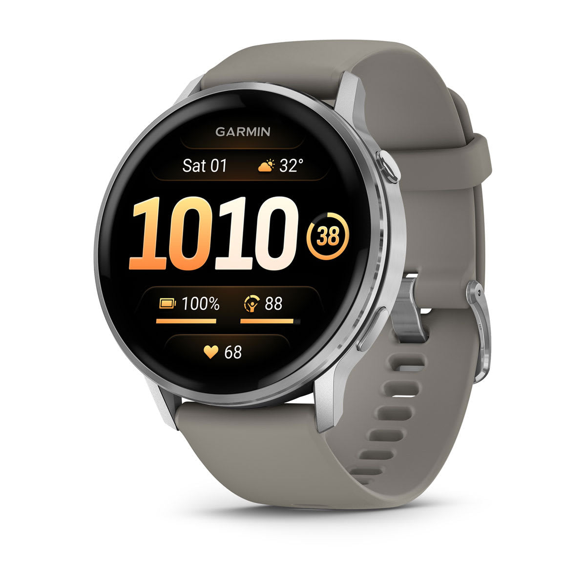 Garmin Venu 4 45 mm GPS – Edelstahl Silber, Sportarmband, Grau, 50 m, für Android und iPhone