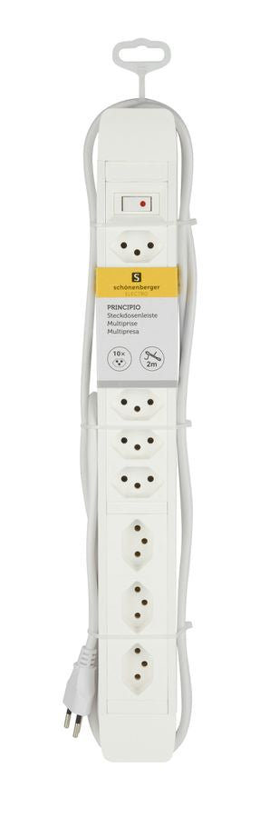M. Schönenberger Schönenberger Steckdosenleiste – 10× T13, 2 m, mit Schalter, Weiss
