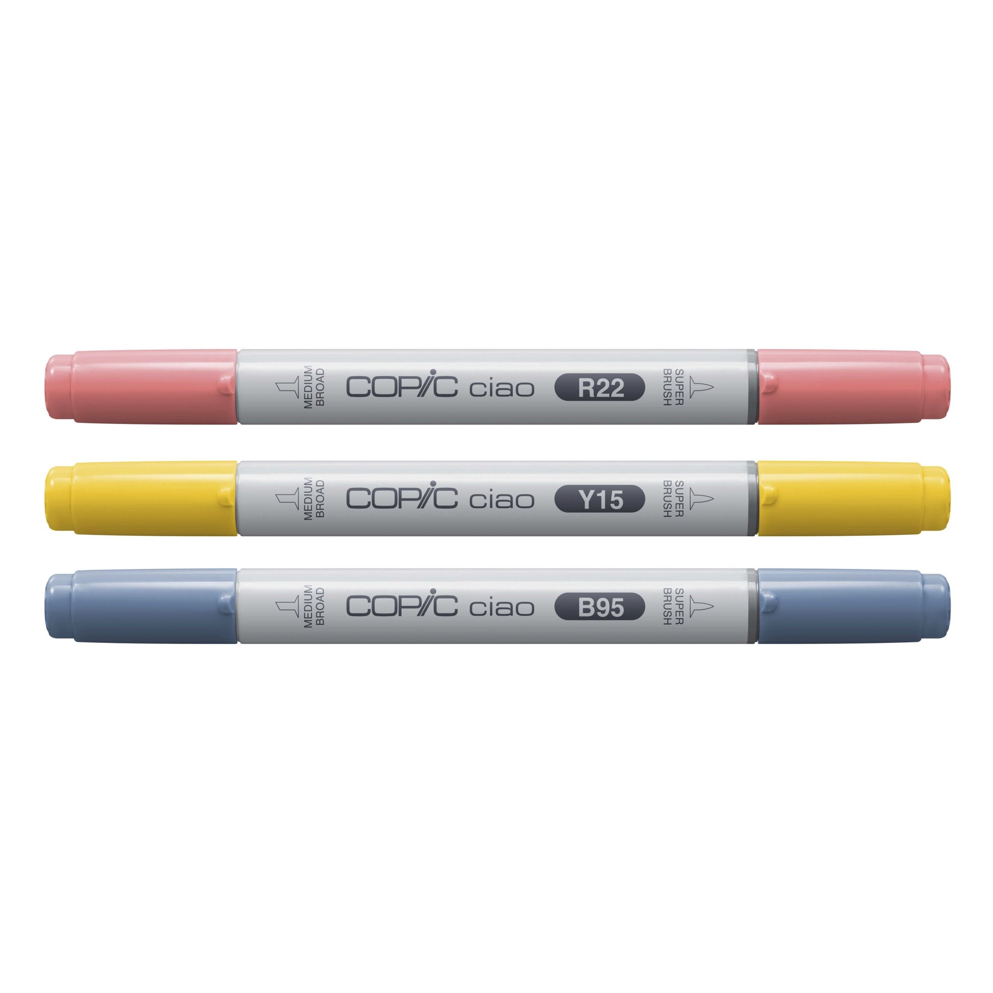 Copic Ciao Brush Pens, Doppelspitze, Brilliant Palette – Kombi (Pinsel + Meissel), alkoholbasiert, 3er Set