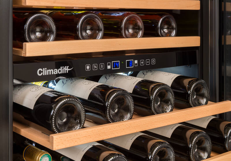 Climadiff Weinkühlschrank CBU50D2B – 138 l, 220/240 V, Kompressor, Energieeffizienzklasse F