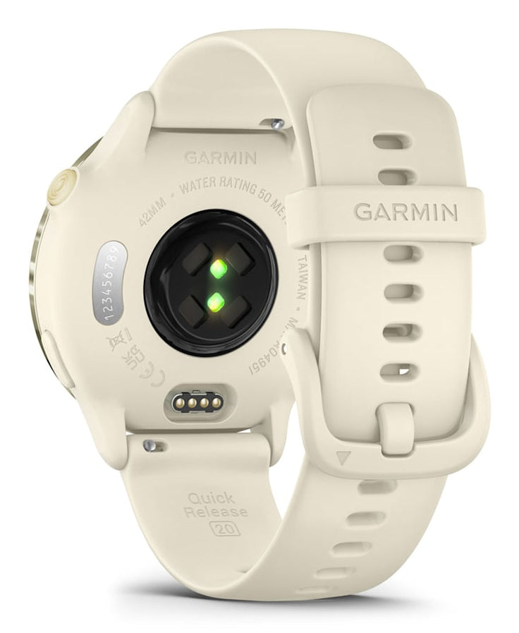 Garmin Vivoactive 6 – Smartwatch – GPS, WLAN, Farbdisplay, Schwimmen, Gold/Weiss, Sportarmband