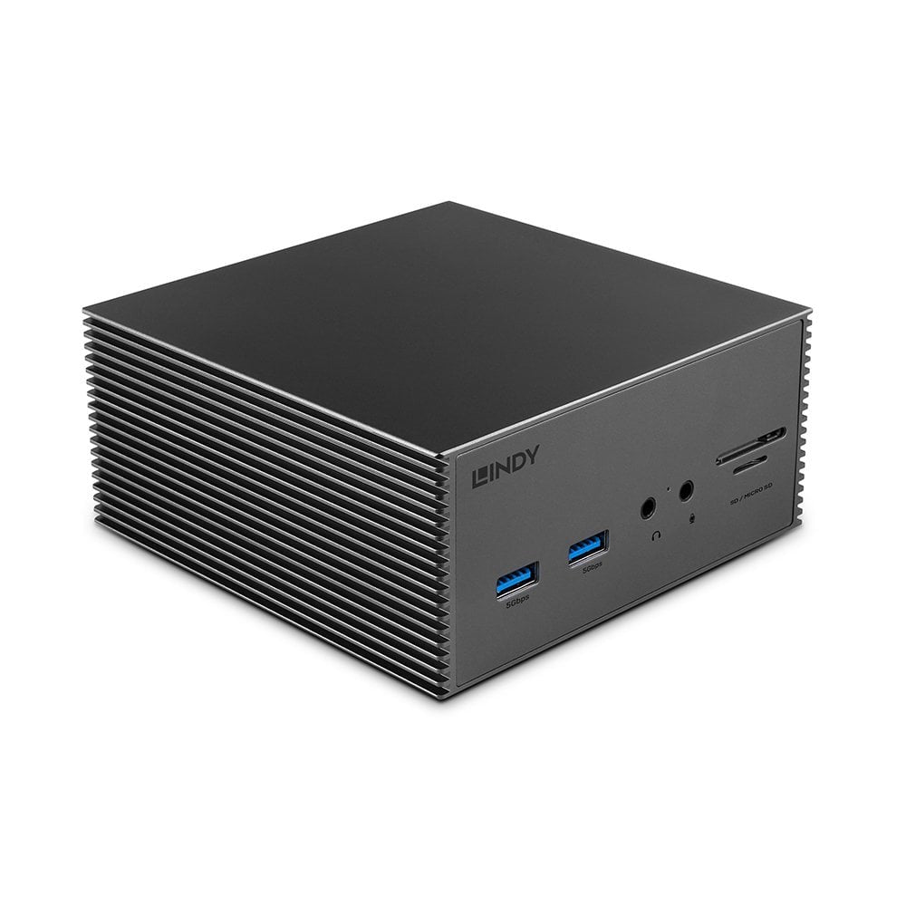 Lindy 43378 Dockingstation – USB-C, 1× DP, 2× HDMI, 5× USB-A, Fast Ethernet, SD/microSD, 3,5 mm Audio