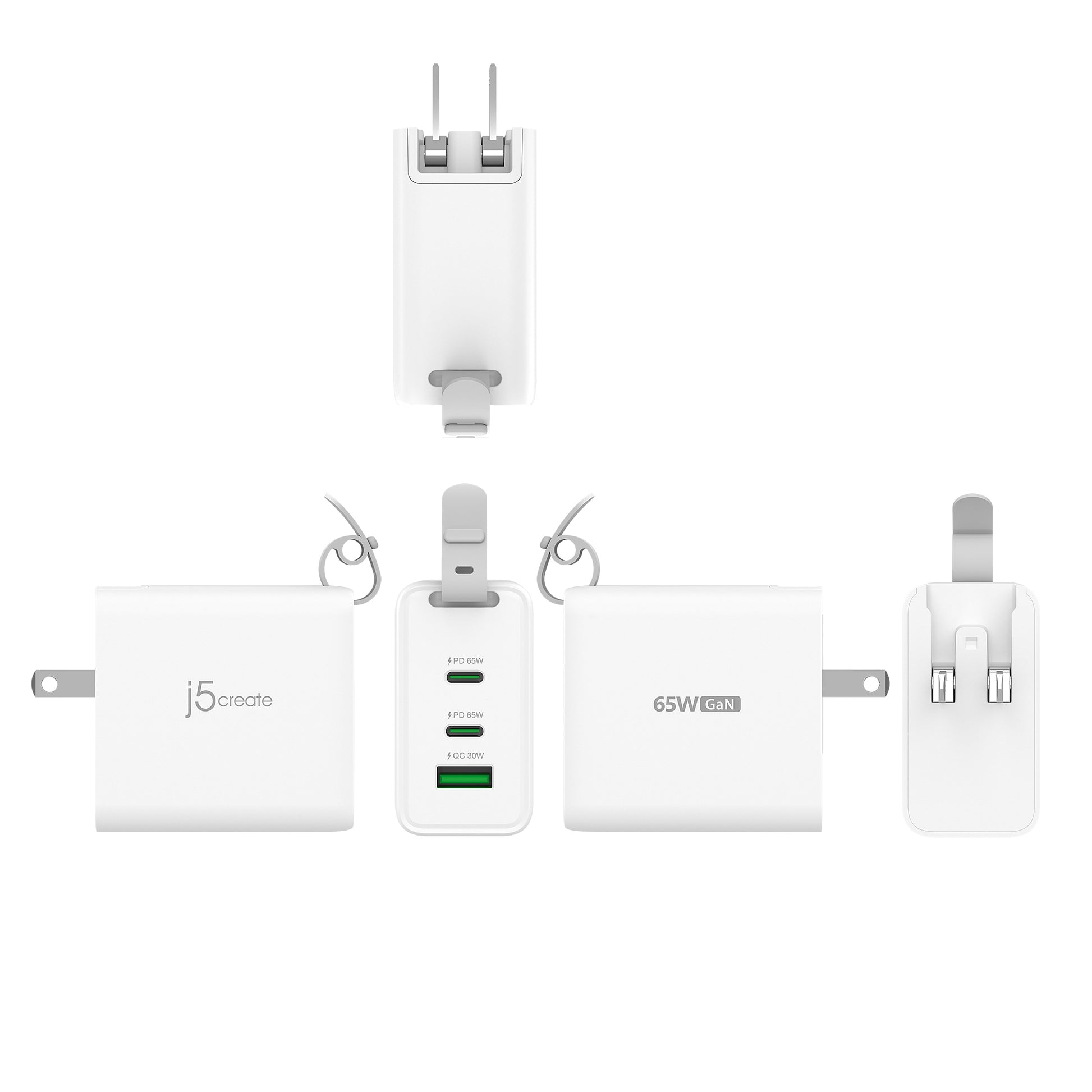 j5create Ladegerät – 65 W, 3× USB-C, GaN