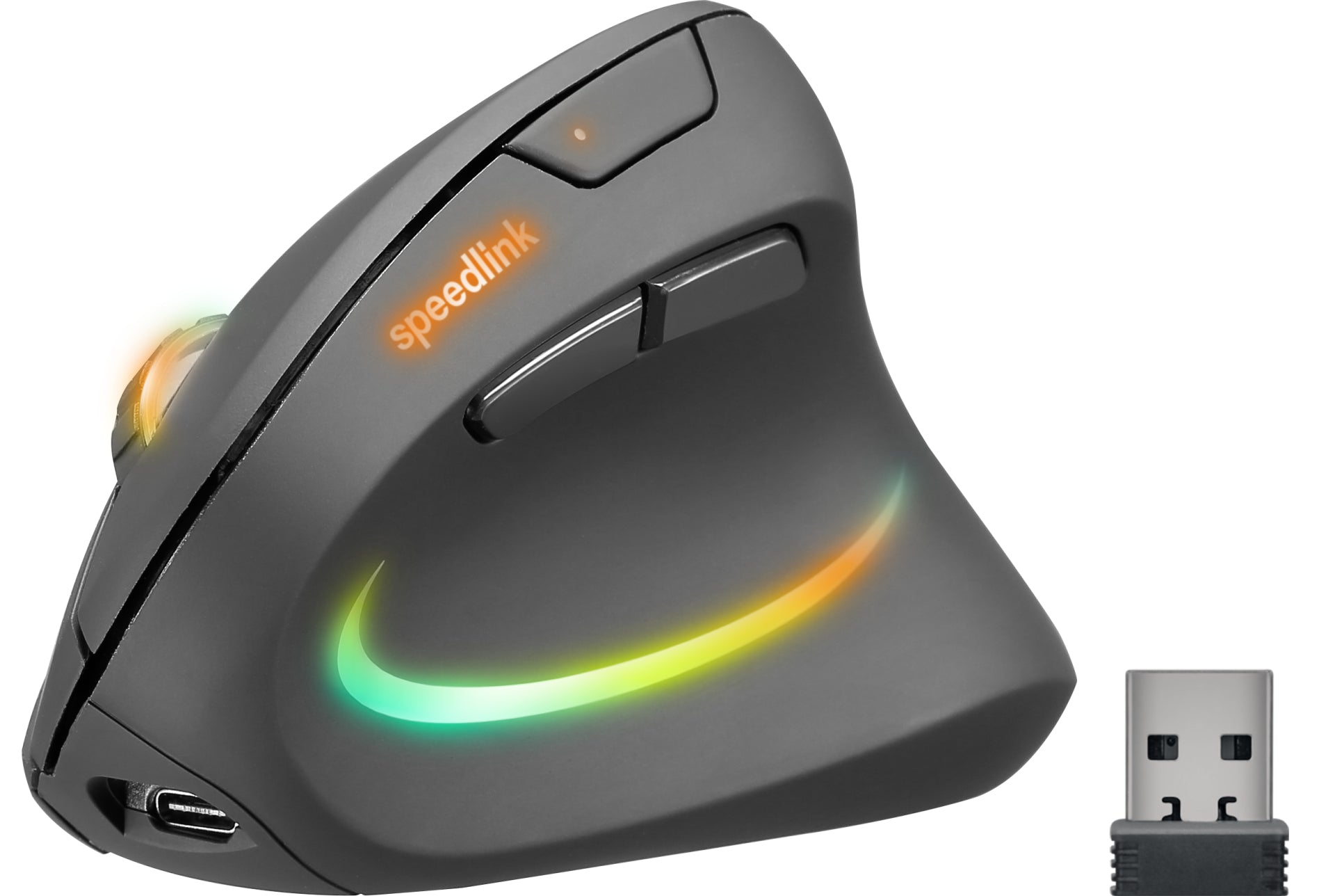 SPEEDLINK PIAVO PRO – Vertikale Maus – Kabellos (2,4 GHz), Rechts, Schwarz