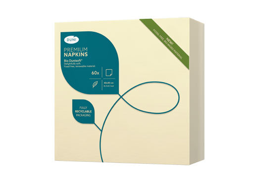 Duni Servietten creme – 40 × 40 cm, 1-lagig – 60 Stück