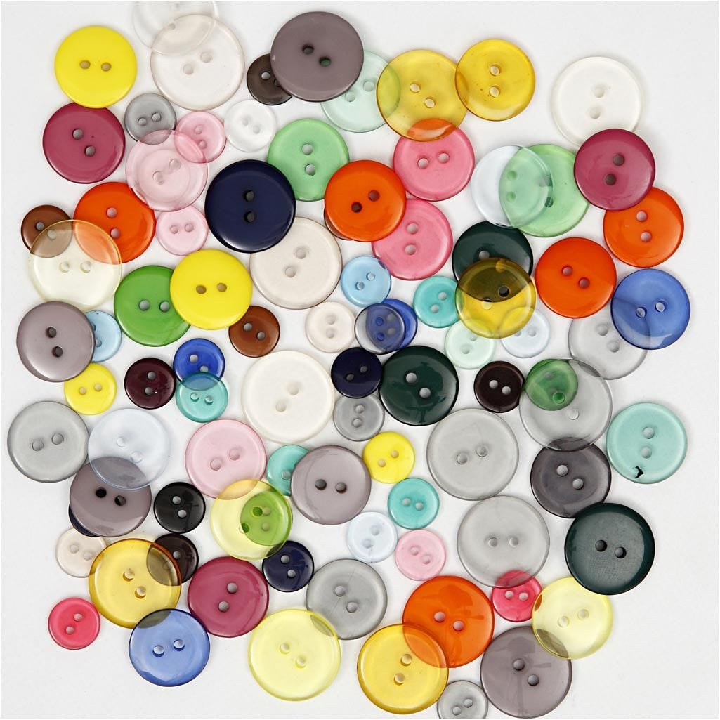 Creativ Company Knöpfe Ø 12 mm – Kunststoff, mehrfarbig, 800 Stück