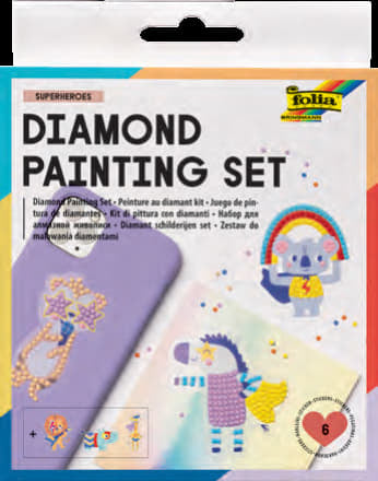 Folia Diamantbild-Set Superheroes – 6 Motiv-Sticker – 50 × 100 mm