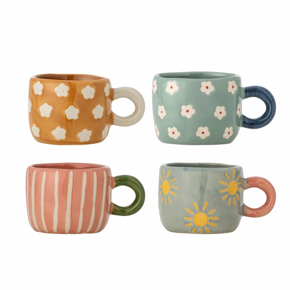 Bloomingville Kaffeetasse – 4er Set, 110 ml, Ø 7,5 cm, H 5,5 cm, Steinzeug