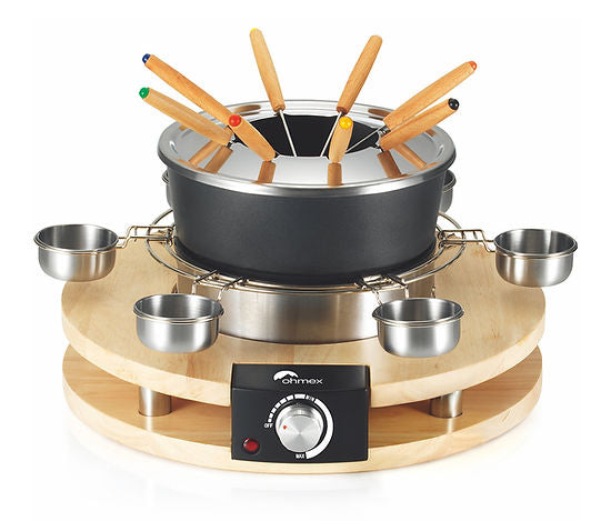 Ohmex Fondue-Set OHM-FND-1060 – Edelstahl, 2 l, 8 Gabeln – Netzbetrieb – schwarz/silber
