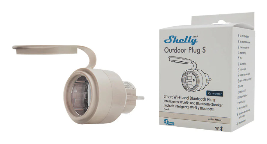 Shelly SmartPlug S Gen3 Outdoor – Smart-Steckdose – Verbrauchsmessung – für Matter, Apple HomeKit und andere