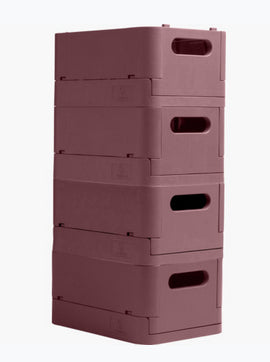 Exacompta Skandi Aufbewahrungsbox A4+ – klappbar, stapelbar, 375 × 40 × 275 mm, altrosa, Kunststoff (recycelt)