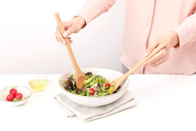 Brabantia Profile Salatbesteck – 2-teilig, 30,4 cm, Holz, Braun