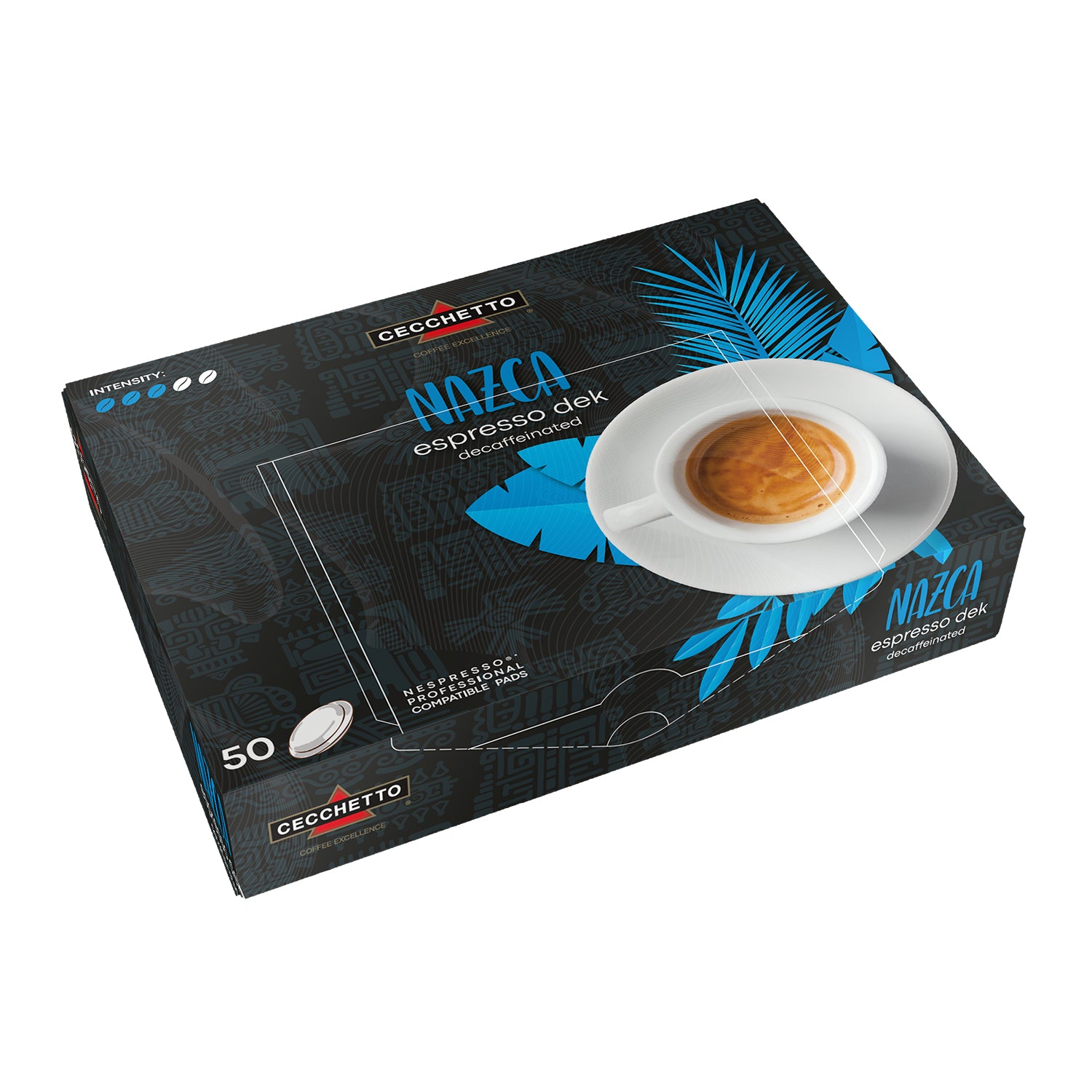 CECCHETTO Nazca – Kaffeepads für Nespresso – Espresso, entkoffeiniert, Intensität 3, 50 Pads