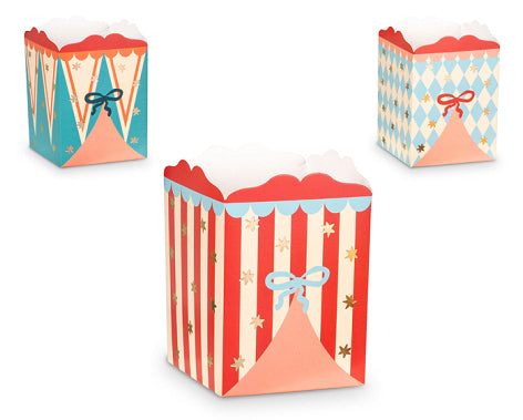 PartyDeco Popcornboxen, Papier/Karton – 11,5 × 8 × 5 cm – Zirkus – 6 Stk.