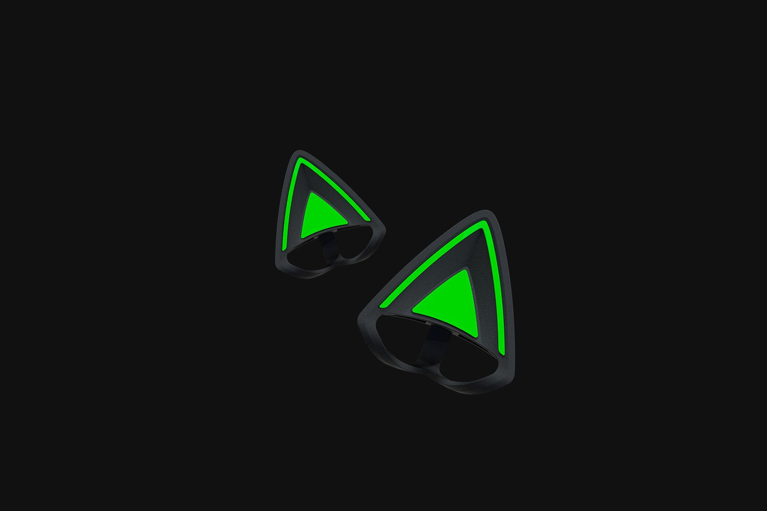 Razer Kitty Ears V2 – Modifikations-Satz – Silikon, Schwarz/Grün – 2er-Set