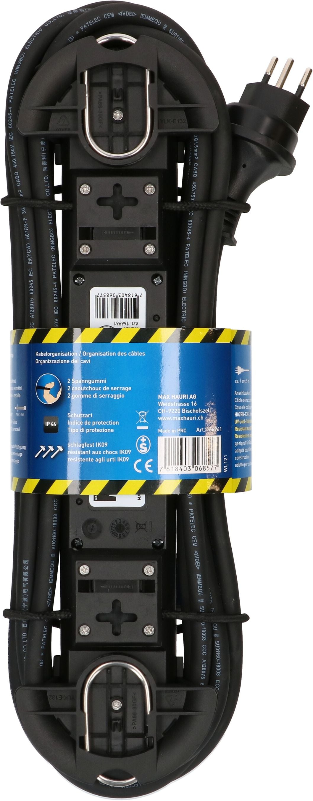 Max Hauri AG Max Hauri Construct Line SZ/BL – Steckdosenleiste, 4× T13, mit 4 Schaltern, 5 m, Stecker T13, IP55