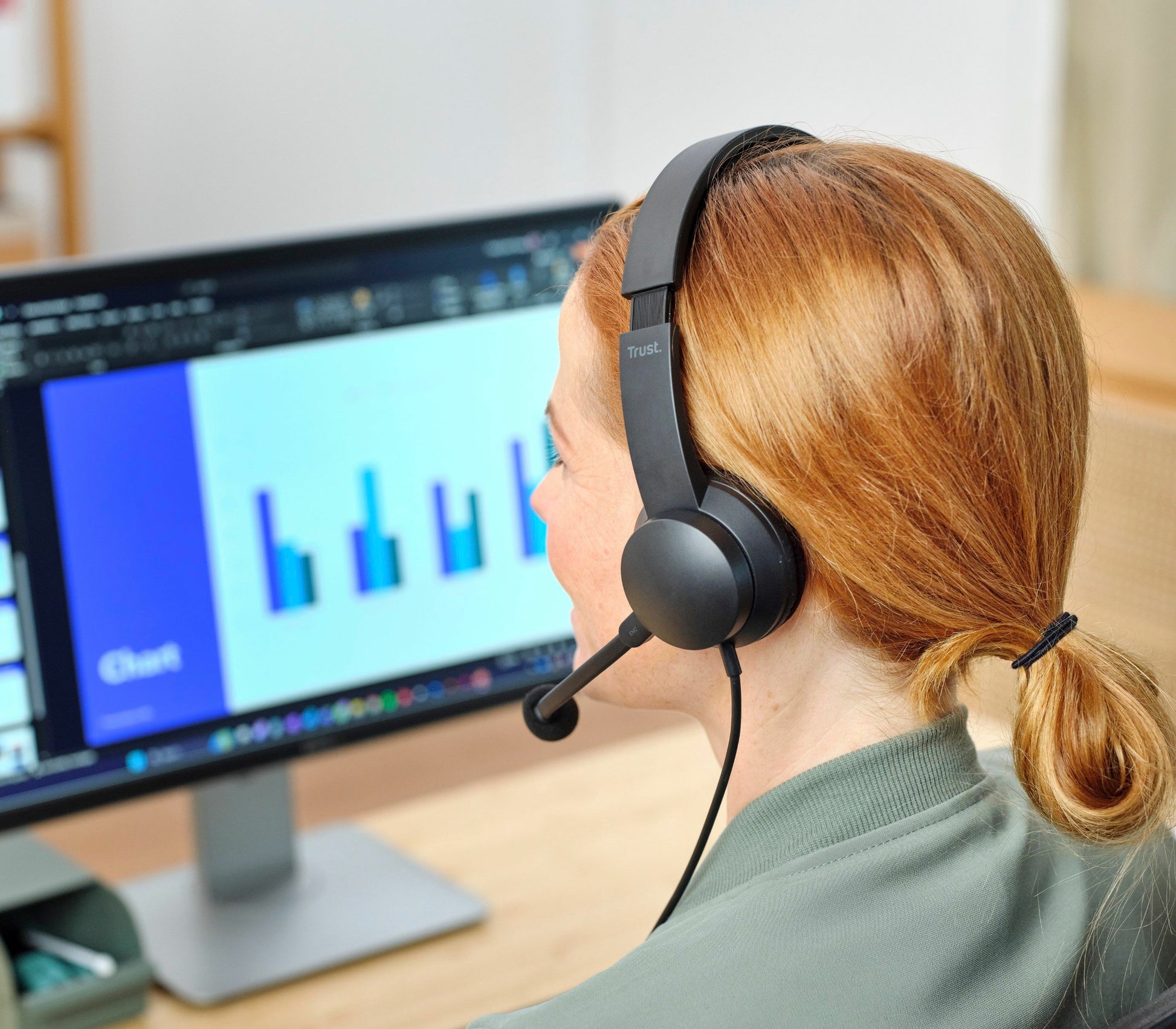 Trust HS-260 USB-ENC Office-Headset – On-Ear, Stereo, Kabel (USB-A), Schwarz