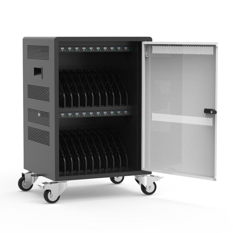 Port Designs 903003 Ladestation 20-fach 900 W – PD 45 W, USB-C×20, USB-A×20 – Tower – für Mobilgeräte
