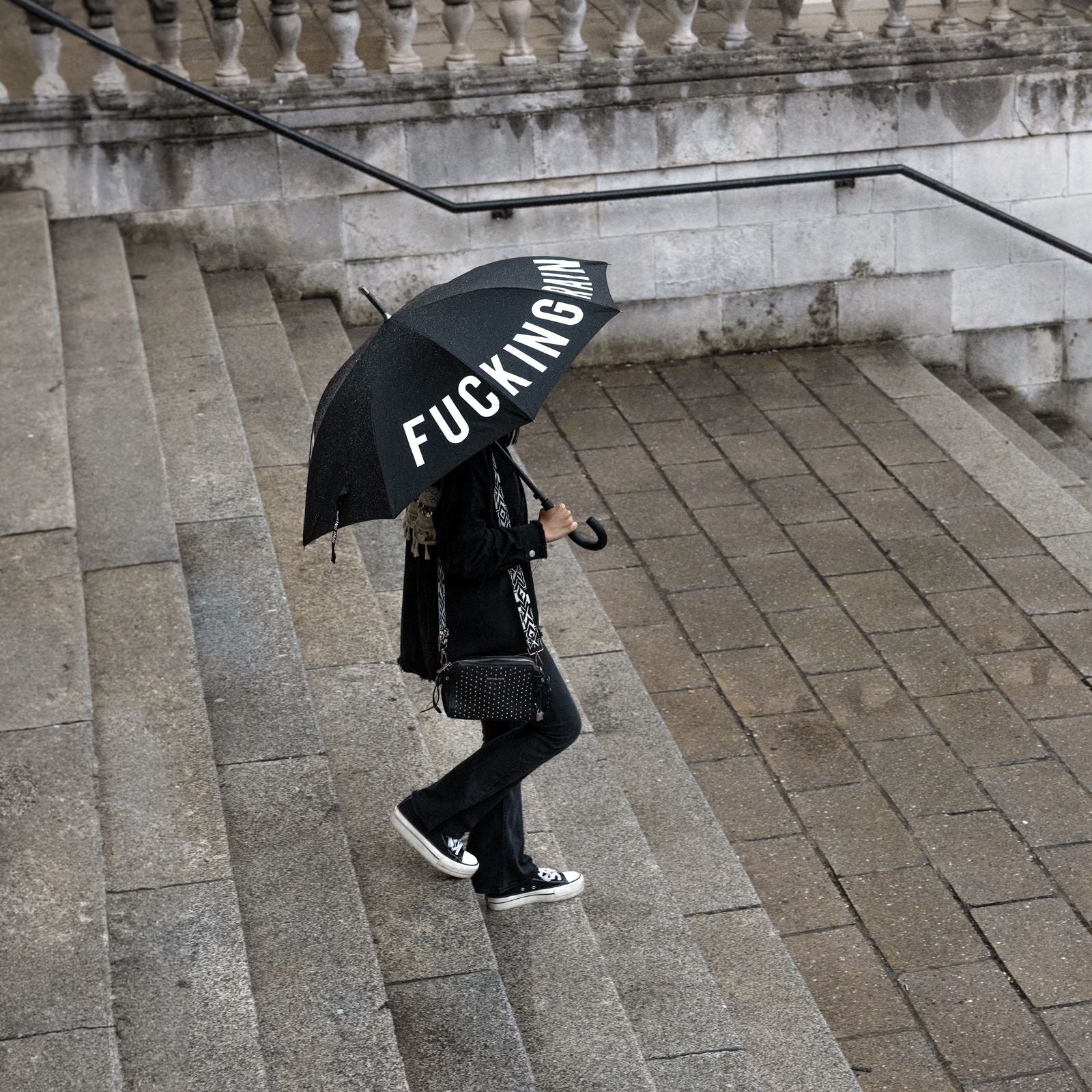 Trendform Taschenschirm Fucking Rain – Ø 6 cm, L 20 cm – schwarz