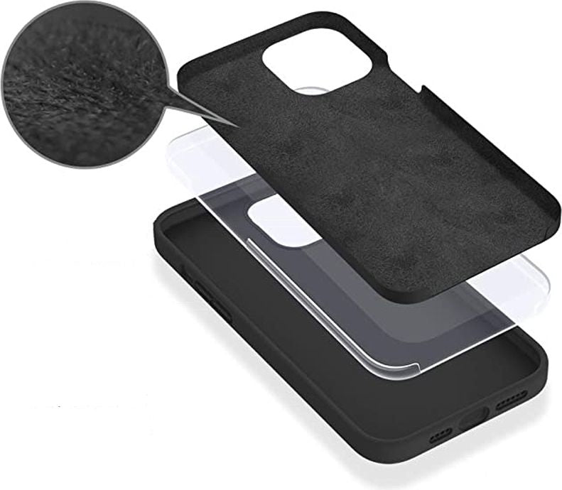 eSTUFF INFINITE (GRS) RIGA Backcover – für Apple iPhone 14 Pro, TPU+Silikon, Schwarz, kabelloses Laden