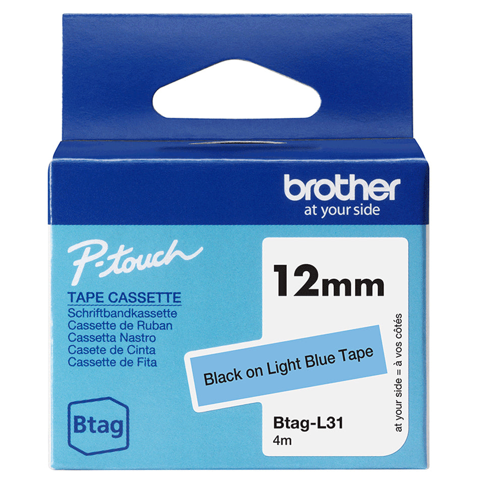 Brother Schriftband – 12 mm × 4 m, Hellblau, Schwarz