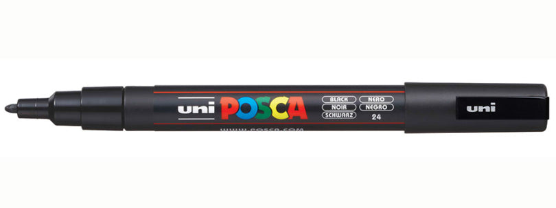 Uni-Ball Kreidemarker – Rund, 0,9–1,3 mm – Schwarz