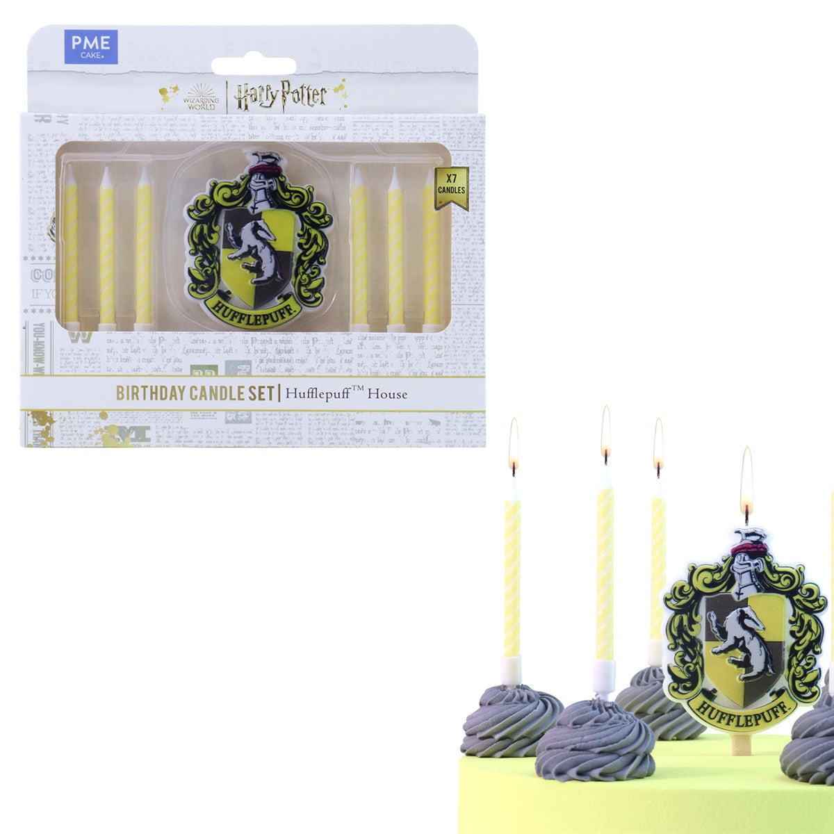 PME Geburtstagskerzen Harry Potter Hufflepuff – Grün – 7 cm – Kunststoff – 7 Stk
