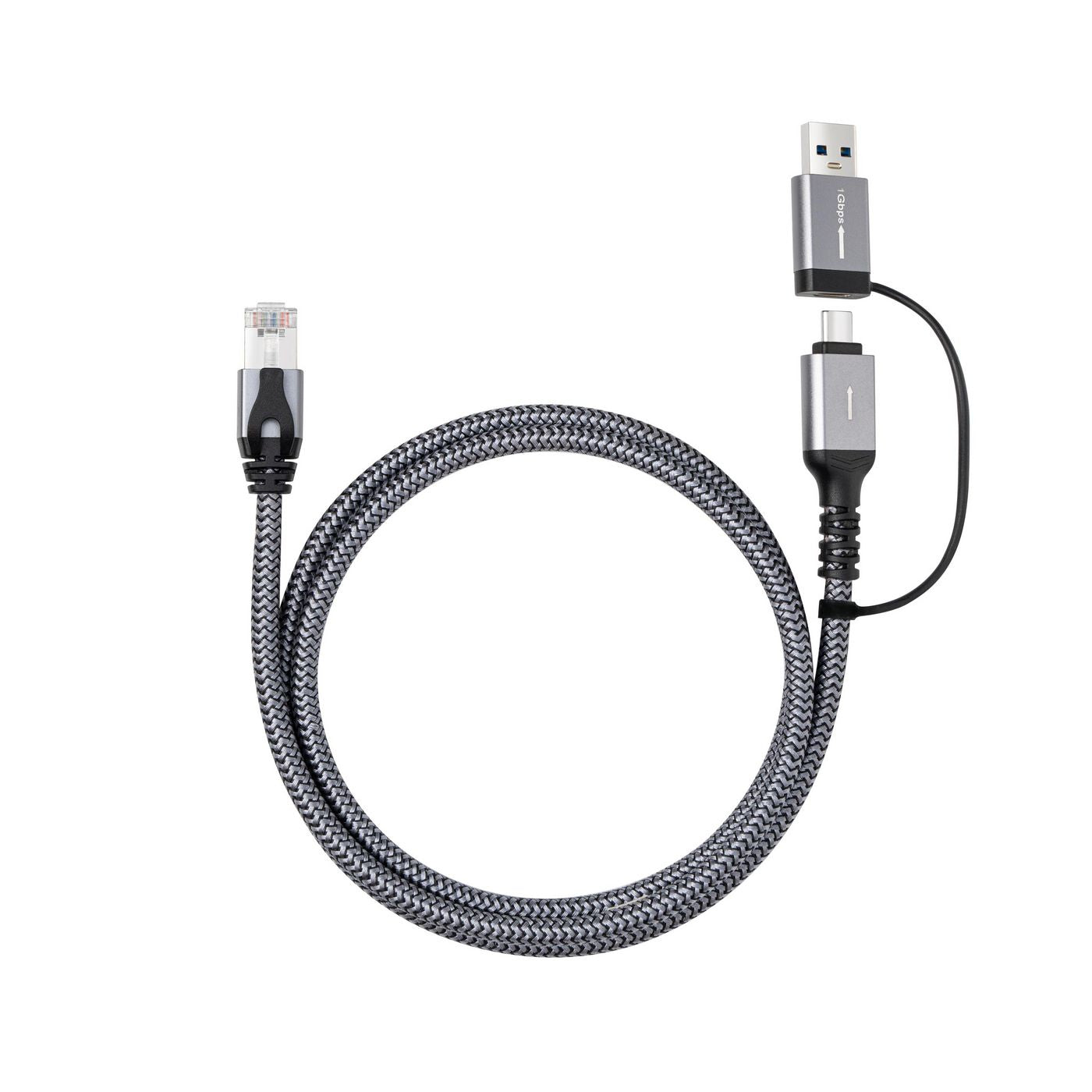 Microconnect Kabeladapter – MC-RJ45USBC-01, USB-A/USB-C, RJ45, 1 m, Schwarz