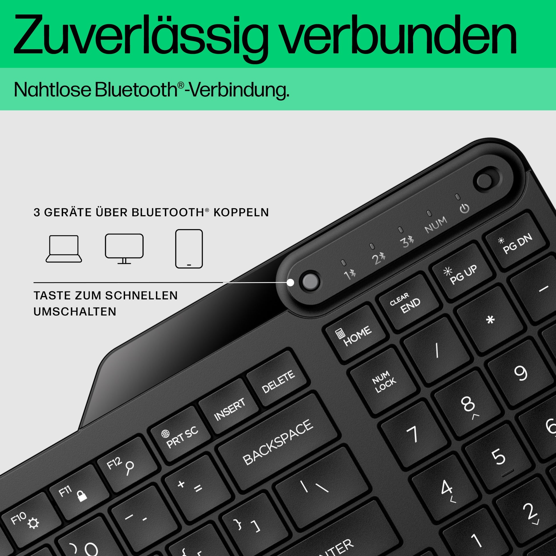 HP Multi-Device Bluetooth Tastatur – Bluetooth 5.3 – Schwarz