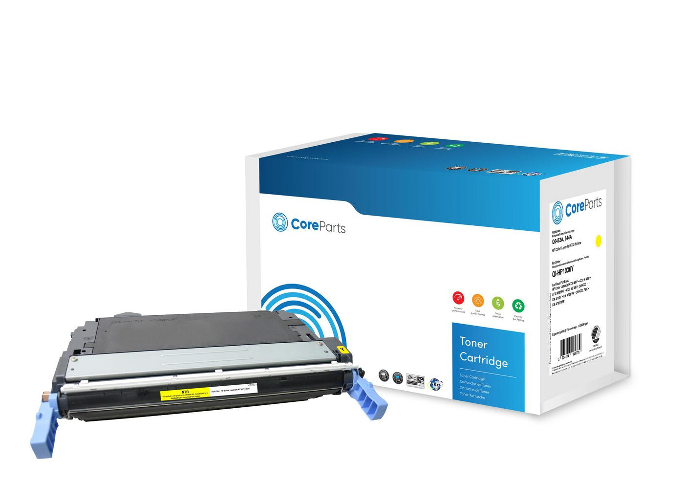 CoreParts Toner Q6462A – Gelb, 12000 Seiten – für HP Color LaserJet 4730 (644A) Serie