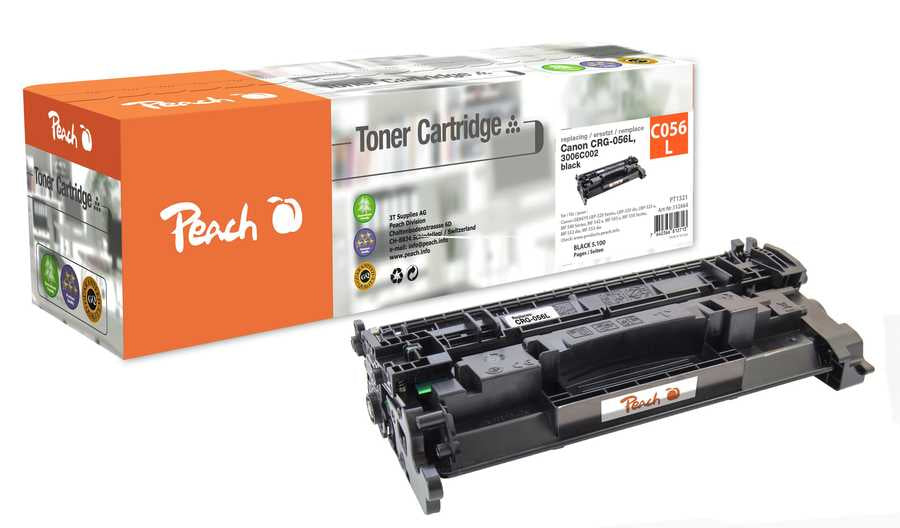Peach Toner CRG-056L – Schwarz, 5100 Seiten – für Canon iSENSYS LBP-320 Serie, LBP-325 dn, LBP-325 x und andere