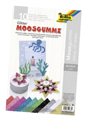 Folia Moosgummi – sortiert – 200 × 290 mm, 10 Blätter, 2 mm