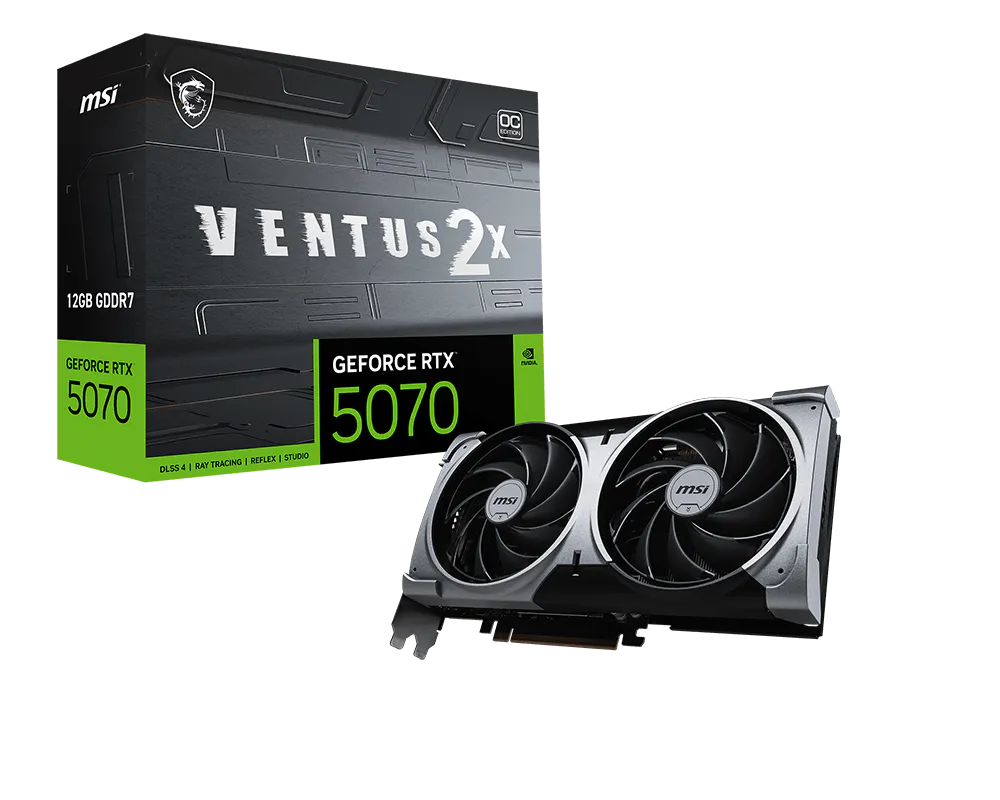 MSI VENTUS 2X OC – NVIDIA GeForce RTX 5070, 12 GB GDDR7, PCI Express 5.0