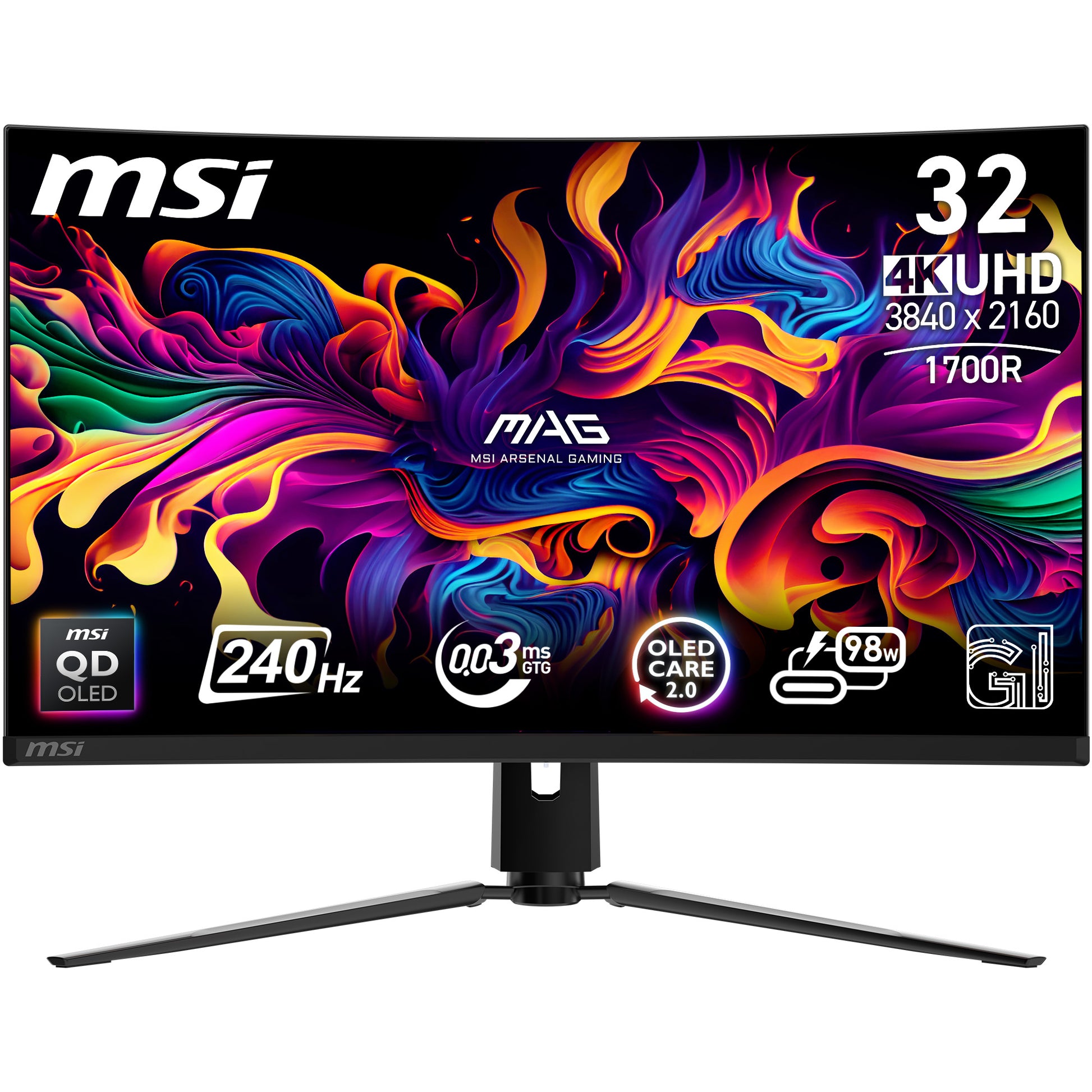 MSI MPG 321CURXDE QD-OLED – Monitor, 31,5" 3840 × 2160 (UHD 4K), OLED, 240 Hz, 250 cd/m²