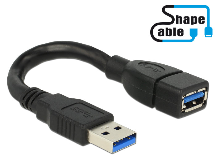 DeLOCK USB-A Verlängerungskabel (Stecker auf Buchse) – USB 3.2 Gen 1 (5 Gbit/s) – 0,15 m – Schwarz