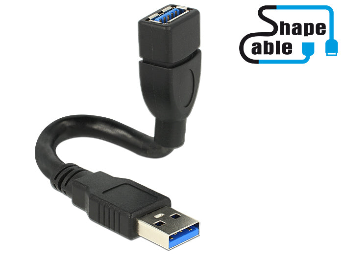 DeLOCK USB-A Verlängerungskabel (Stecker auf Buchse) – USB 3.2 Gen 1 (5 Gbit/s) – 0,15 m – Schwarz