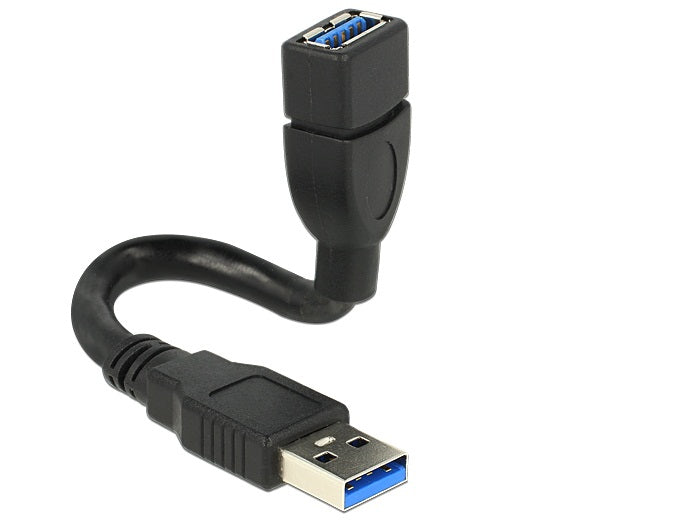 DeLOCK USB-A Verlängerungskabel (Stecker auf Buchse) – USB 3.2 Gen 1 (5 Gbit/s) – 0,15 m – Schwarz