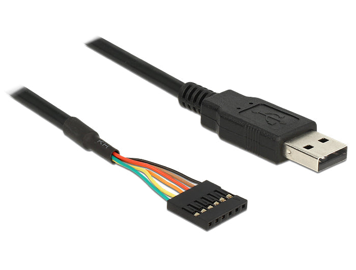 DeLOCK USB-Seriell-Kabel USB-A zu TTL (6-polig, Pinheader) – 1,8 m, USB 2.0 – für Windows, Mac OS und Linux