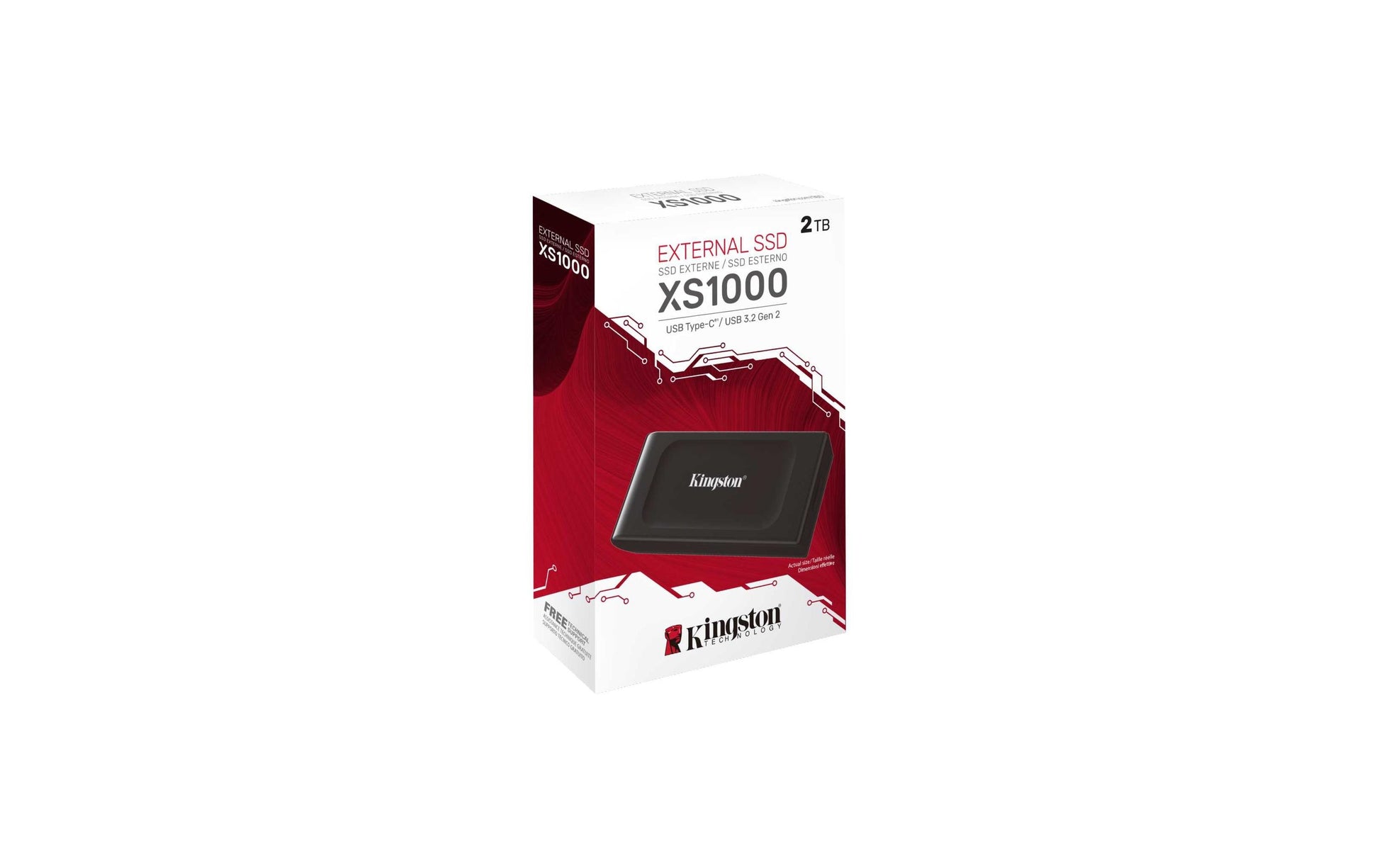 Kingston Technology Kingston XS1000 SSD – 2 TB, USB 3.2 Gen 2, inklusive USB-C-auf-USB-A-Kabel