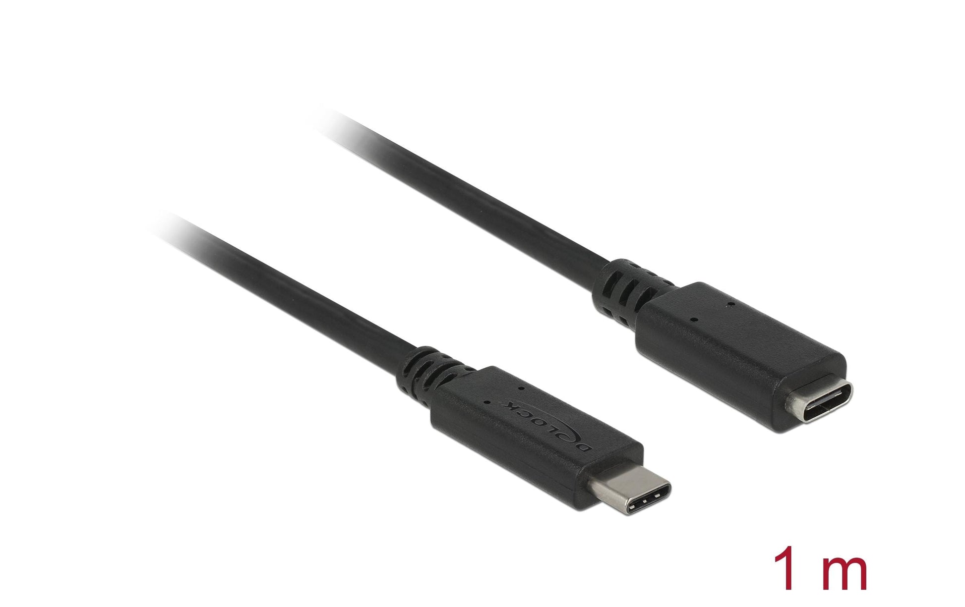 DeLOCK USB-C Verlängerungskabel (Stecker auf Buchse) – USB 3.2 Gen 2 (10 Gbit/s) – 1 m – Schwarz