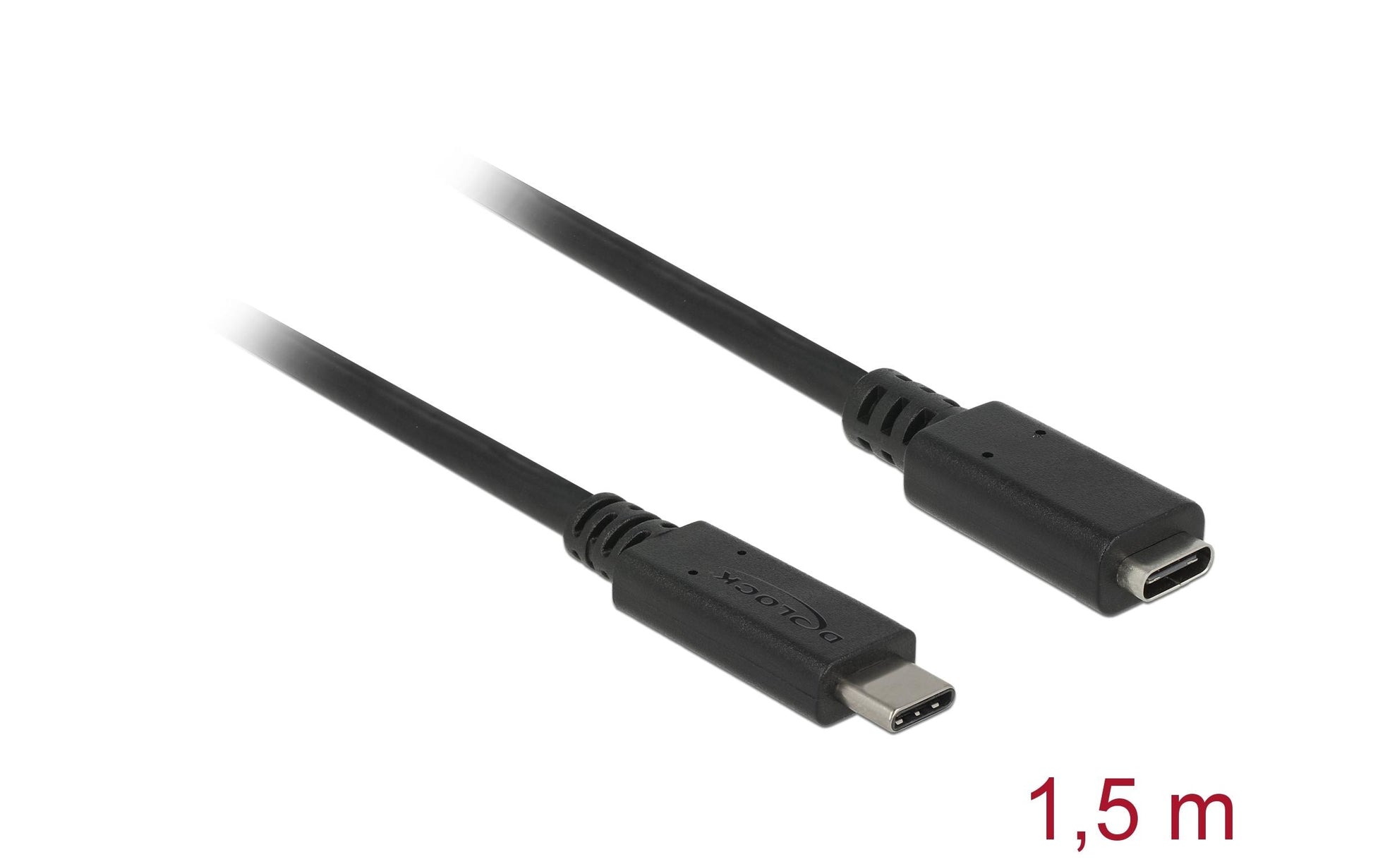 DeLOCK USB-C Verlängerungskabel (Stecker auf Buchse) – USB 3.2 Gen 2 (10 Gbit/s) – 1,5 m – Schwarz